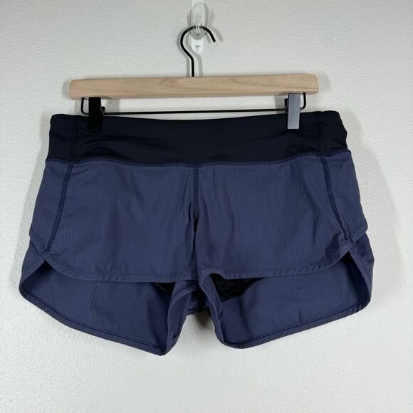 Lululemon Speed Up Lined Short Navy Blue Stripe Running Gym Women’s Size 8 - Picture 1 of 7
